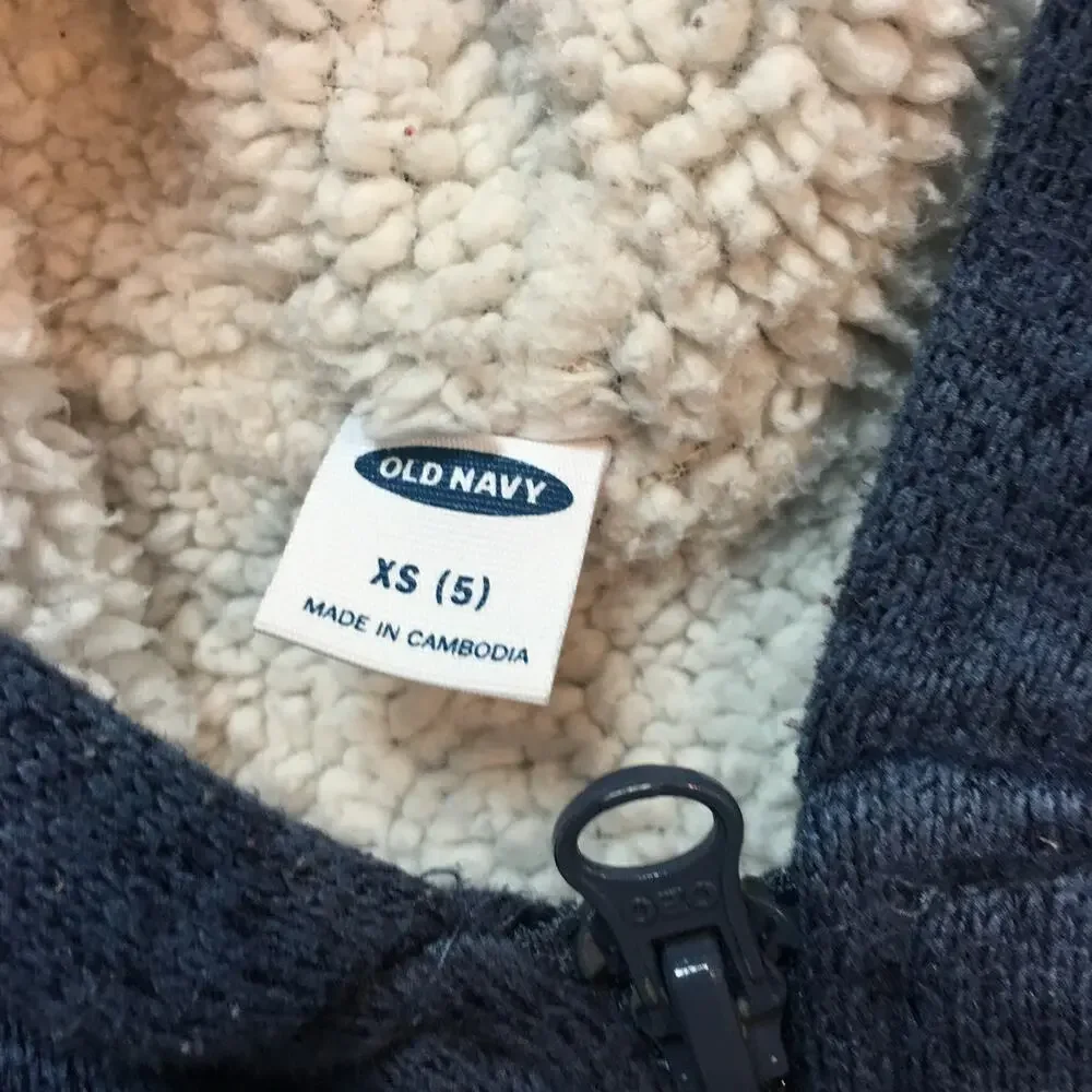 Old Navy Faux Fur Blue zip up hoodie size 5 XS Boy